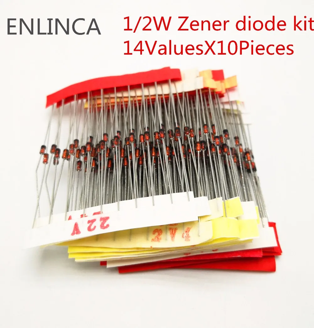 1/2w 0.5W Zener Diode Kit 2.4v-33V 14values or 27valuesX10Pieces Assorted Assortment Set New electronic diy kit DO-35 BZX55C