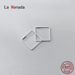 La Monada Minimalist Square Big Large Woman Hoop Earrings Silver 925 Fine Jewelry 925 Sterling Silver Earrings For Women Hoops