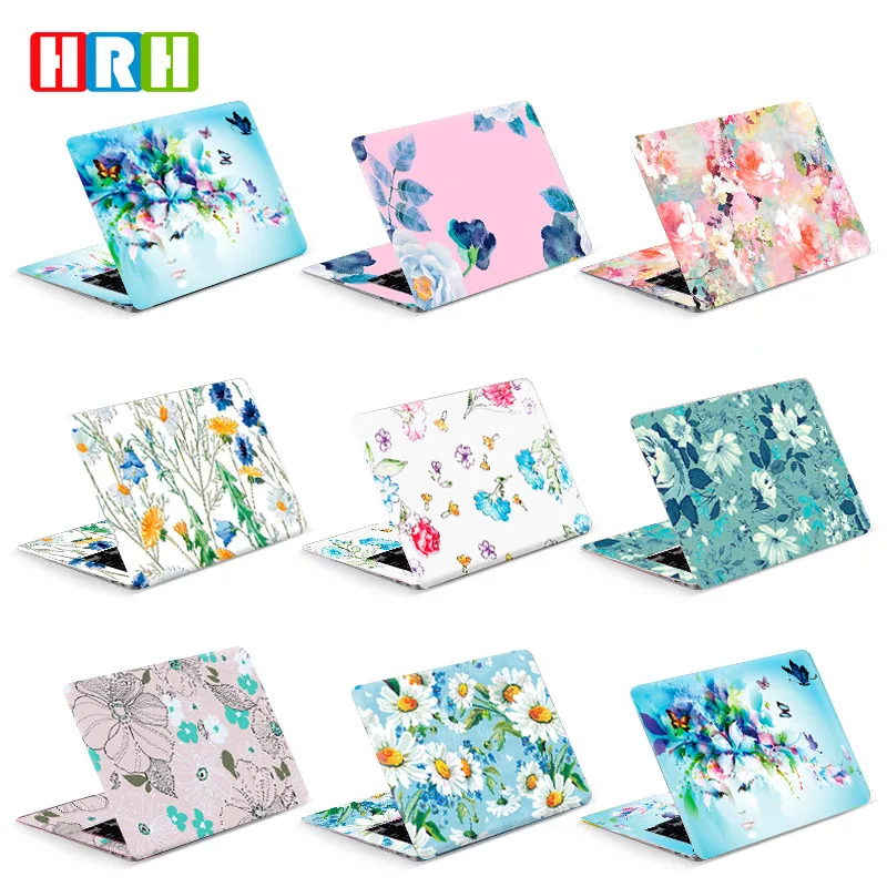 HRH 2 in 1 Flowers Design Laptop Decal Stickers Guard Skin 11/12/13/14/15/16 inch for Lenovo for MacBook for HP for Dell