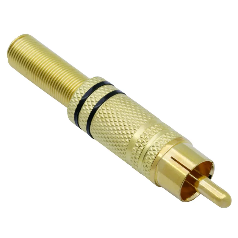 2pcs/1pair RCA Connector Deluxe High Quality RCA Gold Plate Plug Wholesale Audio Male Connector W Metal Spring