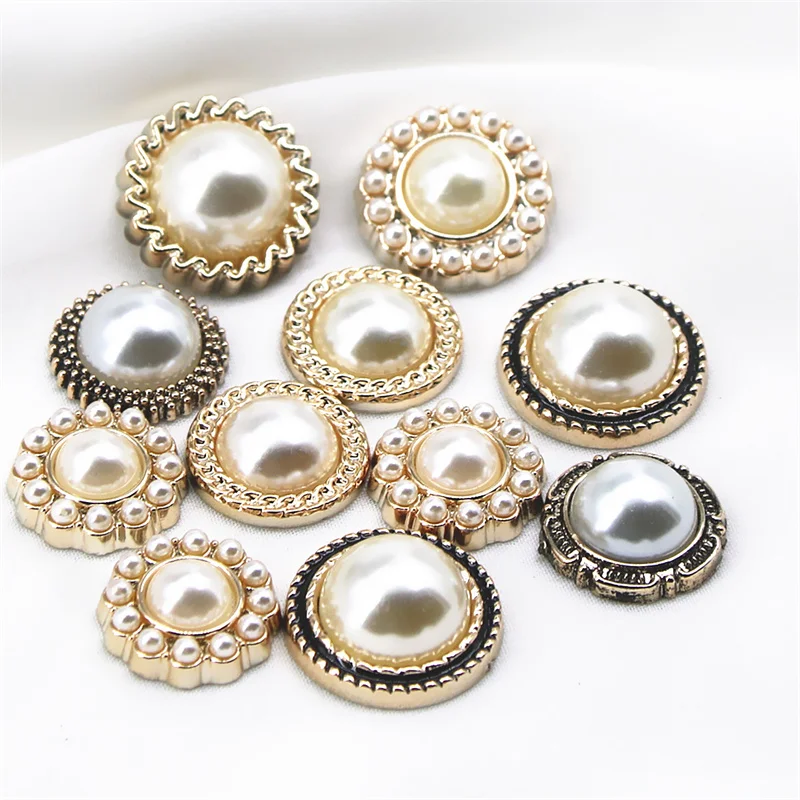 10/20/30pcs Golden Pearl flat back button di lusso Home Garden Crafts Cabochon Scrapbooking accessori di abbigliamento