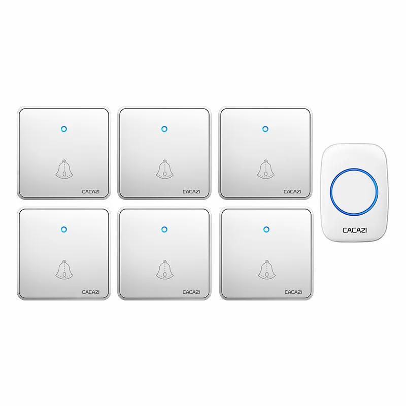 

CACAZI Wireless Doorbell Waterproof 300M Remote Night Light Receiver 2032 Battery Transmitter Smart Home Doorbell 60 Chime 110DB