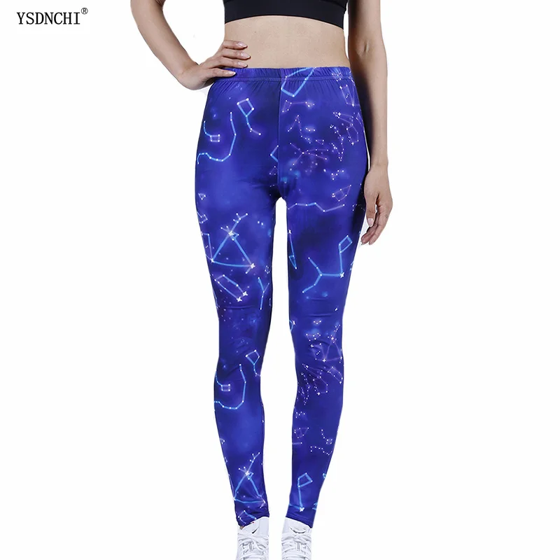 YSDNCHI Phong Cách Mùa Hè Thể Dục Quần Legging Nữ In Hình Ngôi Sao Quần Leggin Slim Tập Luyện Ankel Chiều Dài Quần Skinny Co Giãn Quần Thể Thao