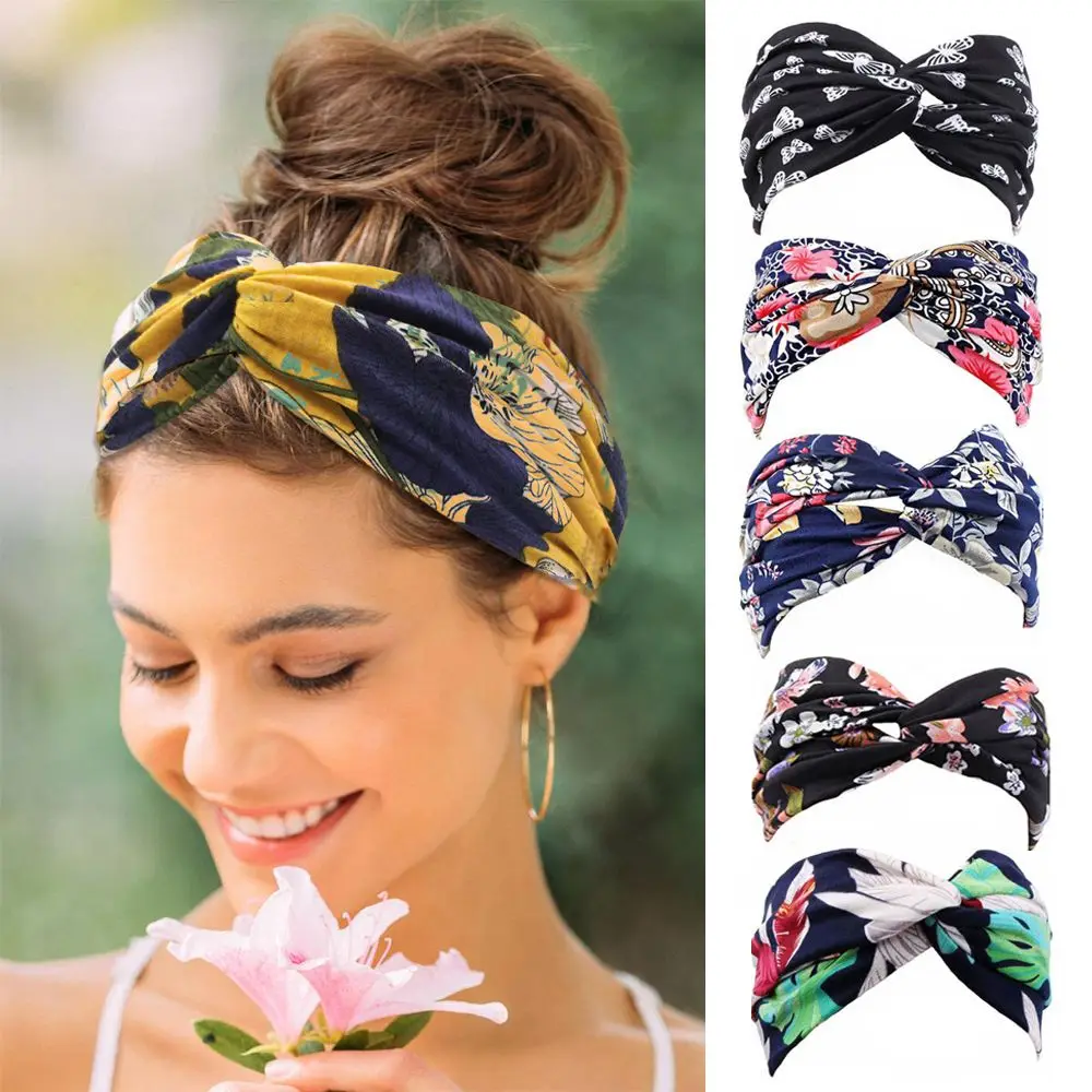 Vintage Elastic Sports Turban Yoga Running Fitness Hair Accessories Head Wrap Women Headbands Hair Bands