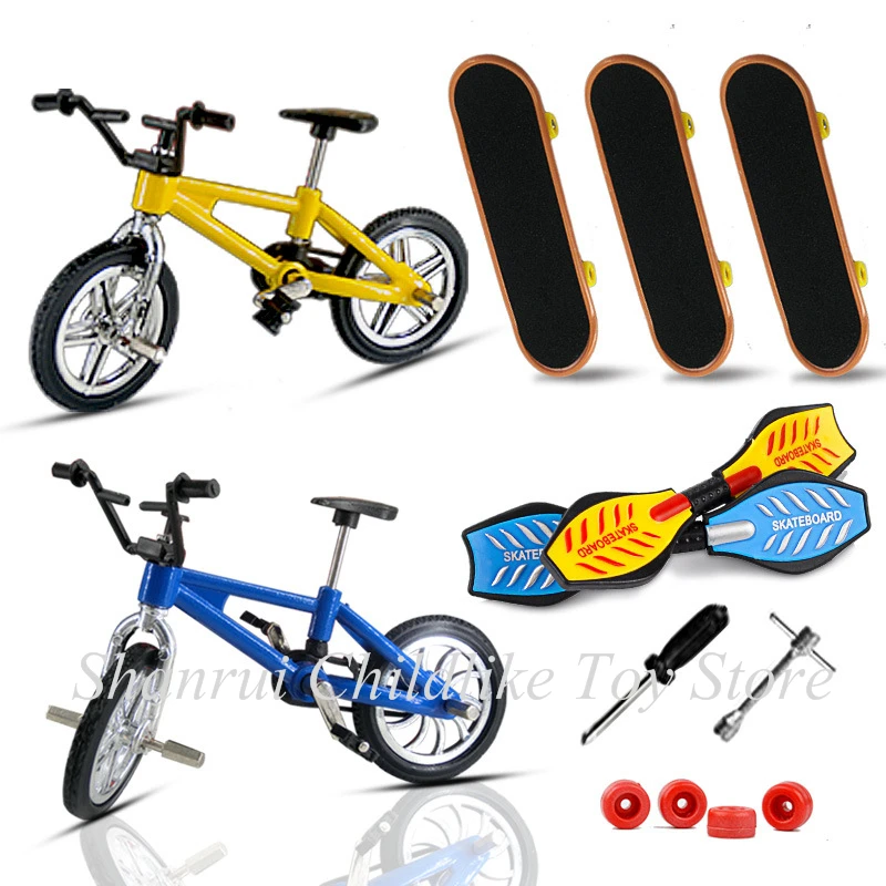 Metalen Vinger Scooter Twee Wielen Bmx Mini Bike Set Skateboarding Voor Jongens Kerst Verjaardagscadeau