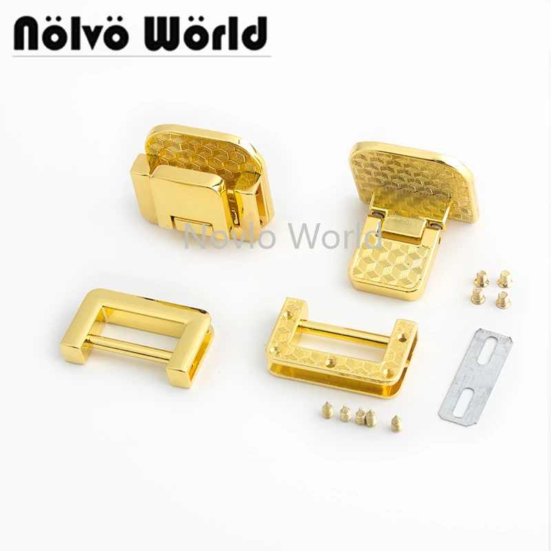 Nolvo World 2-10sets 33*35mm Lady bag lock K gold bag accessories Press lock