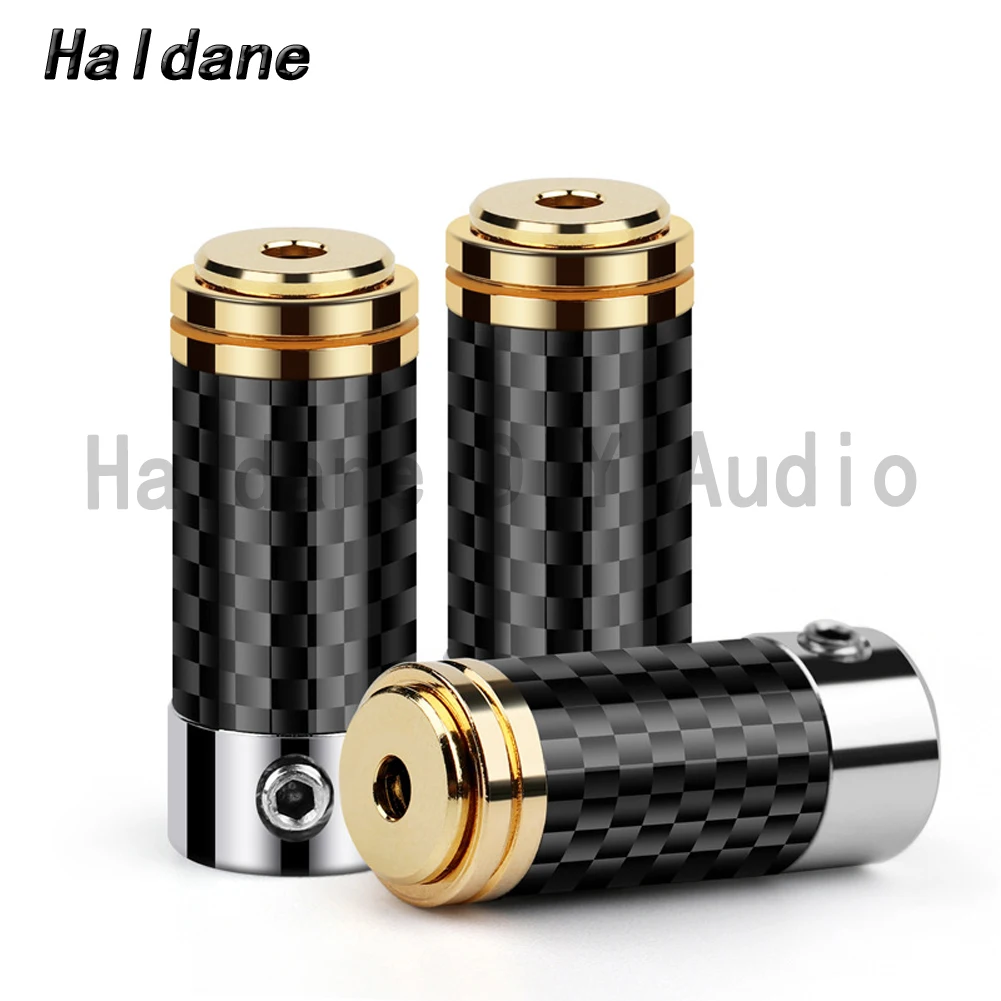 Haldane 2 قطعة ألياف الكربون 2.5 مللي متر متوازن 4 أقطاب أنثى التوصيل جاك كامل متوازن سماعة التوصيل 2.5 مللي متر TRRS موصل محول الصوت