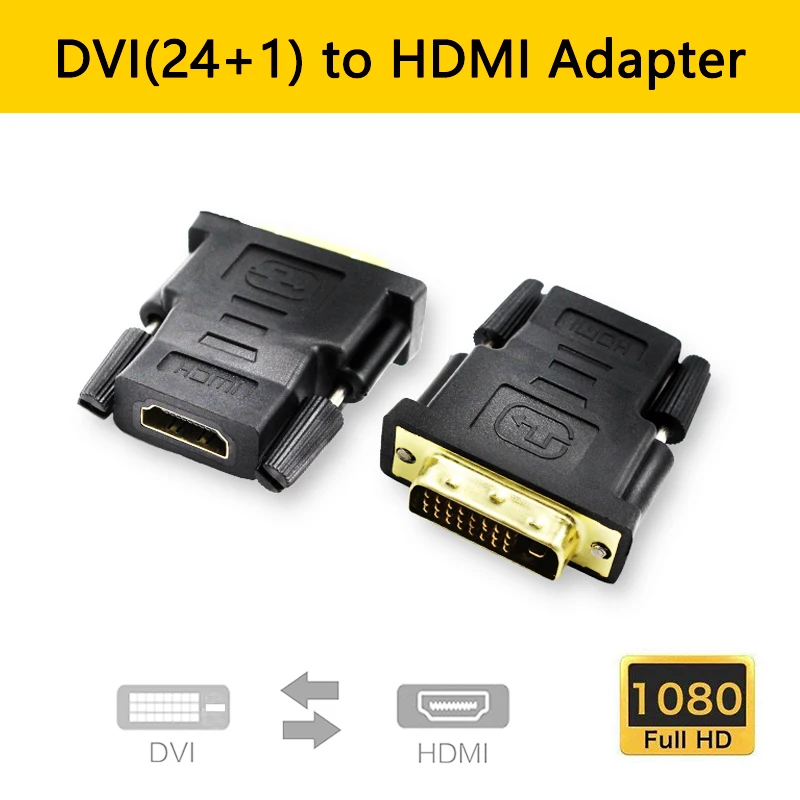 

1pc DVI 24+1 Male to HDMI Famale Adapter Converter Cable1080p DVI-i Connector Converter Jack Wire Cord for PC PS3 Projector HDTV