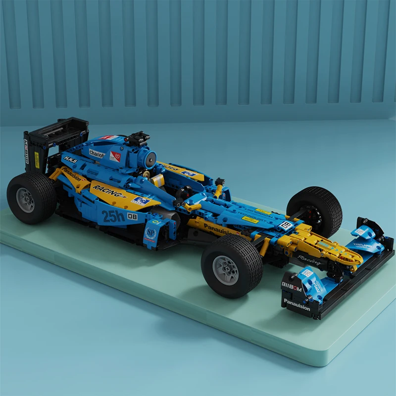 F1 1:8 Formula Racing tecnico Building Block modello MOC Speed Sports Car illumina i mattoni giocattoli di natale per ragazzi Set regalo