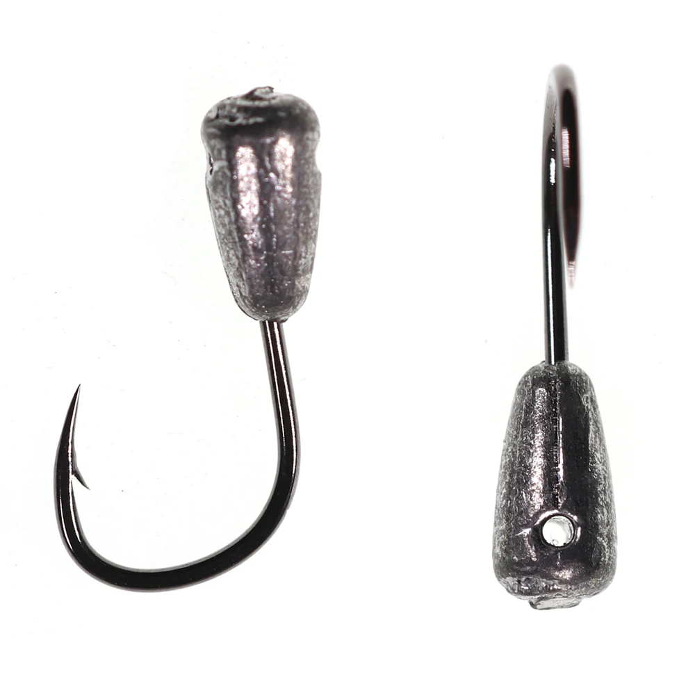 ICERIO 10PCS Winter Ice Fishing Lure Fishhook Lead Jig Head Fishing Hooks Carbon Steel Barbed Hook Soft Worm Lure Carp Hooks