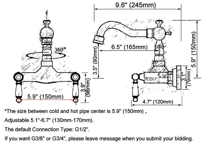 Antique Red Copper Brass Wall Mounted Kitchen Wet Bar Bathroom Sink Faucet Swivel Spout Mixer Tap Dual Ceramic Handles asf899