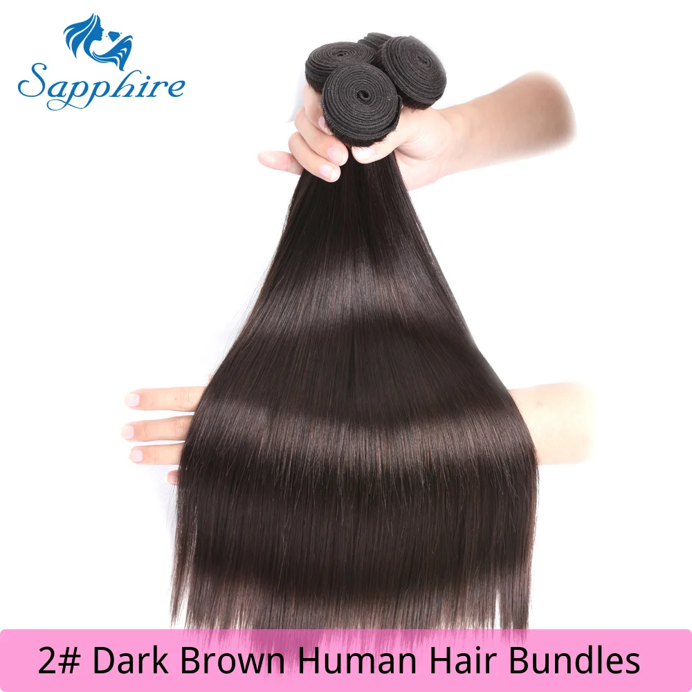 Sapphire Brown Brazilian Straight Hair Weave Bundles Ginger Highlight Human Hair Bundles 1/3/4 PCS 8-28