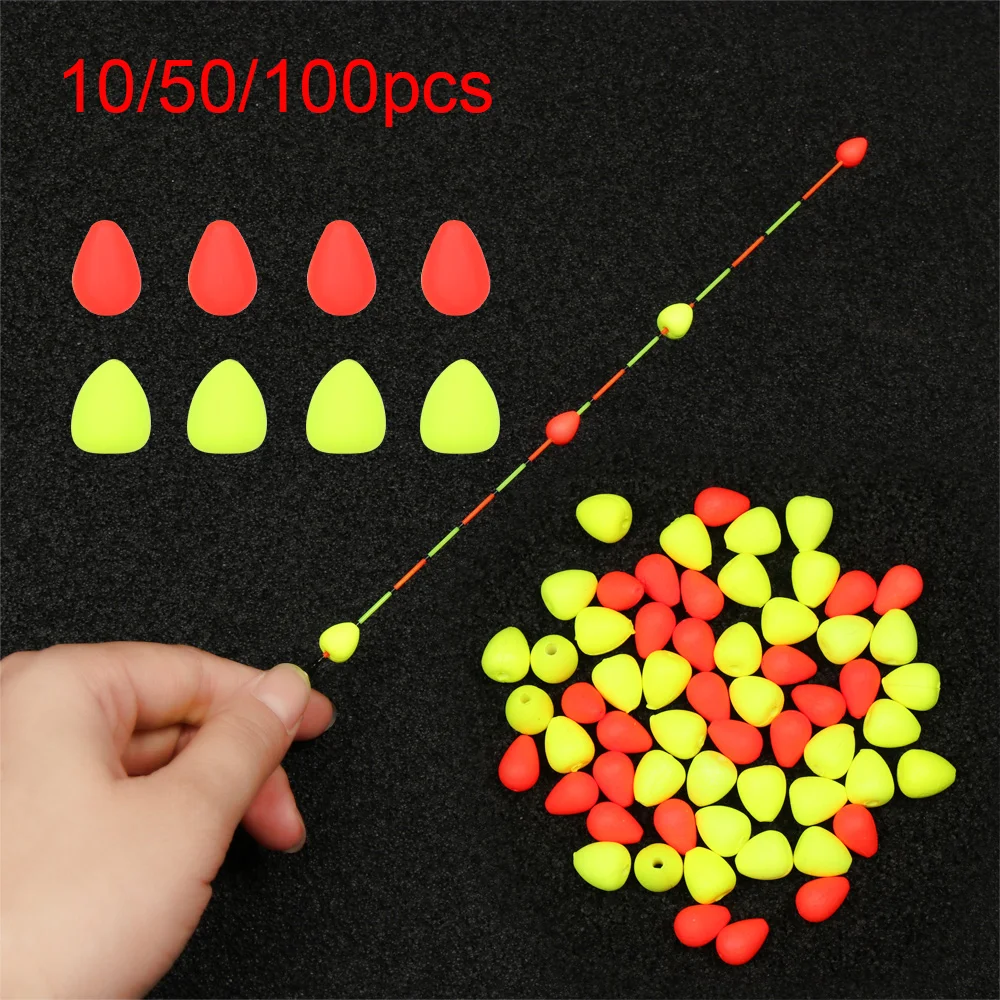 

10/50/100Ppcs Red/Yellow Sensitive Tackle Fishing Signal Sender Float Tail Eye-catching Beans Visualable Beans Moveable Float