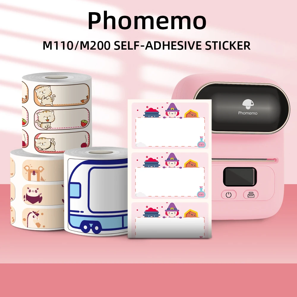 Phomemo Name Pattern Series Self-Adhesive Labels Paper for Phomemo M110 M220 Label Printer Thermal Sticker Printable Paper Roll