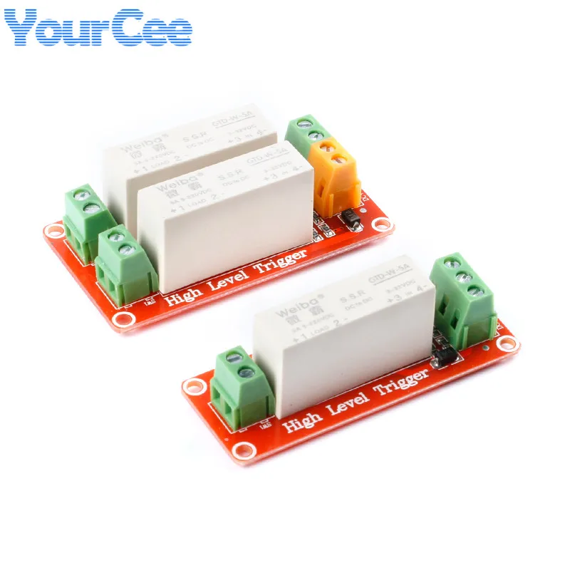 1 2 Channel Way 5A High Level Trigger DC Solid State Relay Module Relays Single Phase Device Electrical DC3-32V