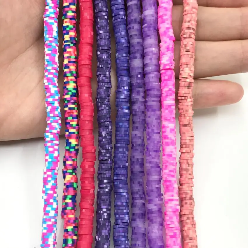 10strand/lot 9Colors Choice 4/6/8mm Polymer Clay Spacer Loose Beads,Vinyl Disc Heishi Rondelle Beads Bracelets Jewelry Making