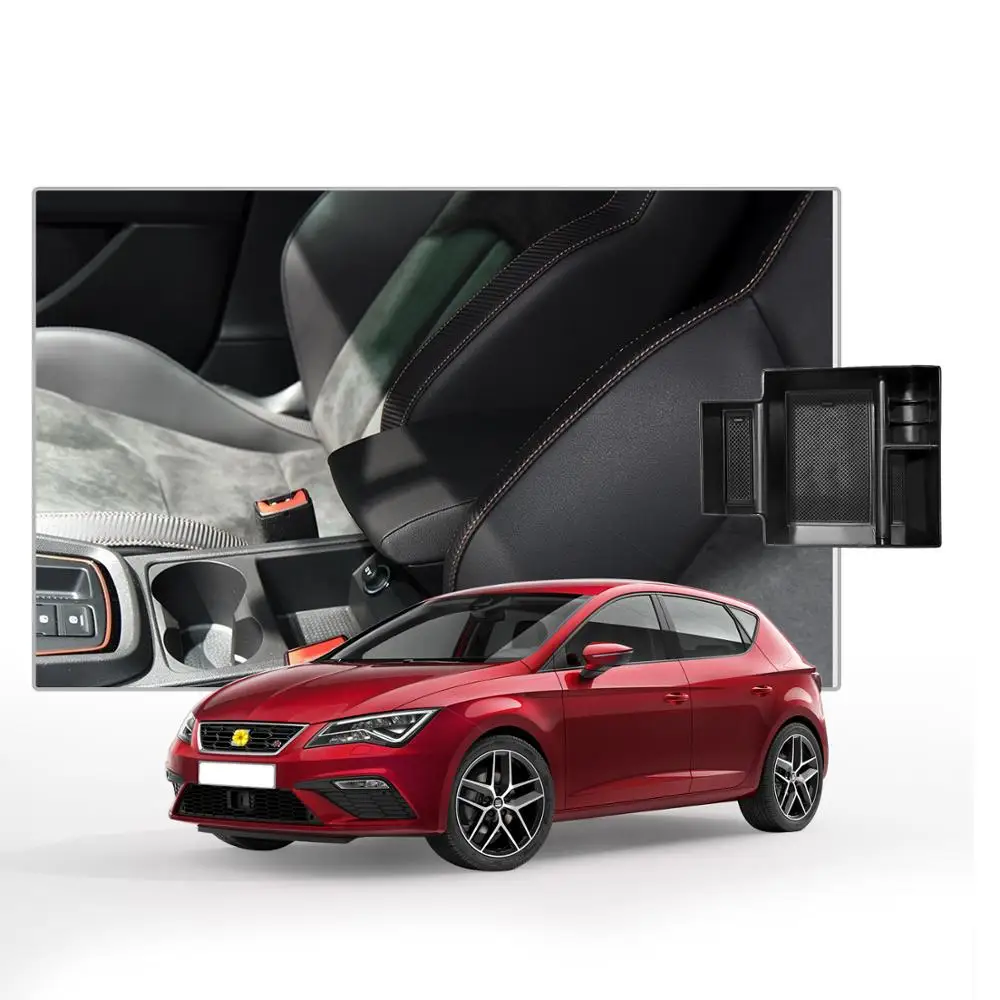 LFOTPP Car Armrest Storage Box for Seat Leon MK3 Leon Cupra 5F 2013-2019 Central Control Storage Box Auto Leon MK3 Accessories