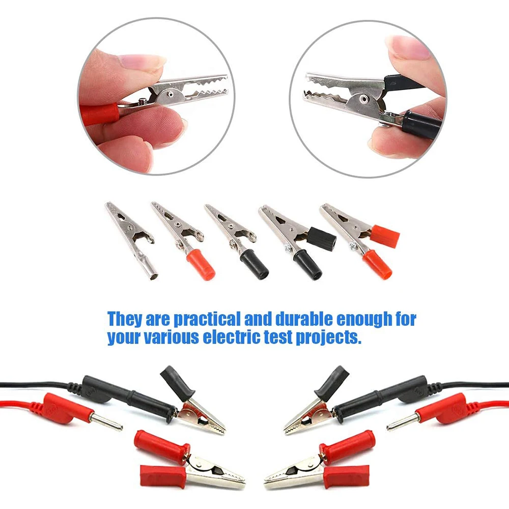 100pcs/box 50mm Kunststoff Test Sonde Metall Alligator Clip Anschluss Batterie Steckdose Clip (Drei Größen)