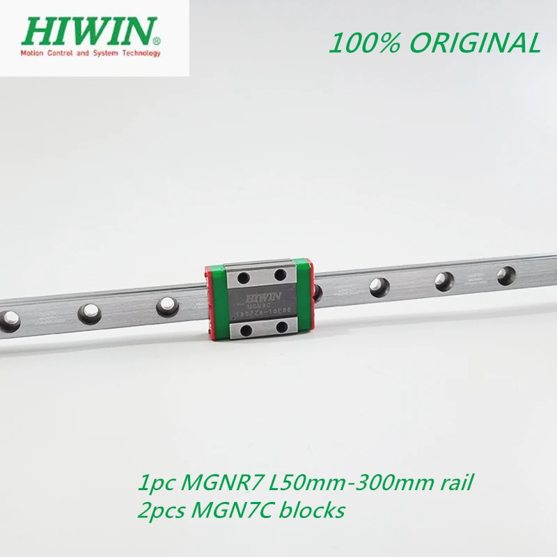 1pcs Original Hiwin linear guide MGNR7-L 50/100/150/200/250/300mm rail + 2pcs MGN7C block Carriage  for CNC 3D Printer