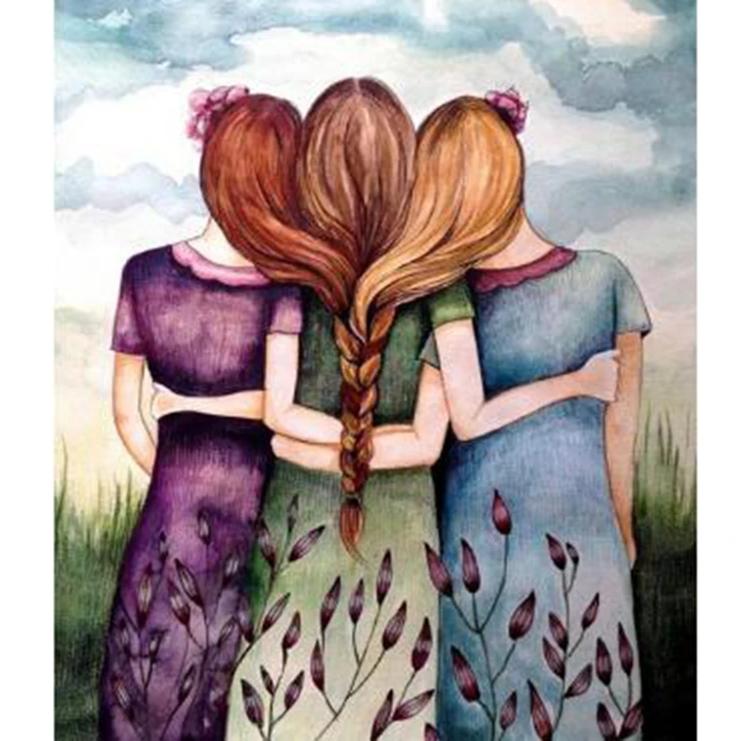 

5D DIY Diamond Painting Square Round Diamond Figure Painting Sisters Friendship Picture Embroidery Cross Stitch Home Gift WG2806