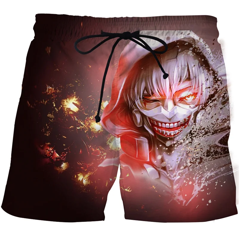 Pantalones cortos de playa finos para hombre, ropa de calle con estampado 3D de Anime, Tokyo Ghoul, Hip Hop, holgados, informales