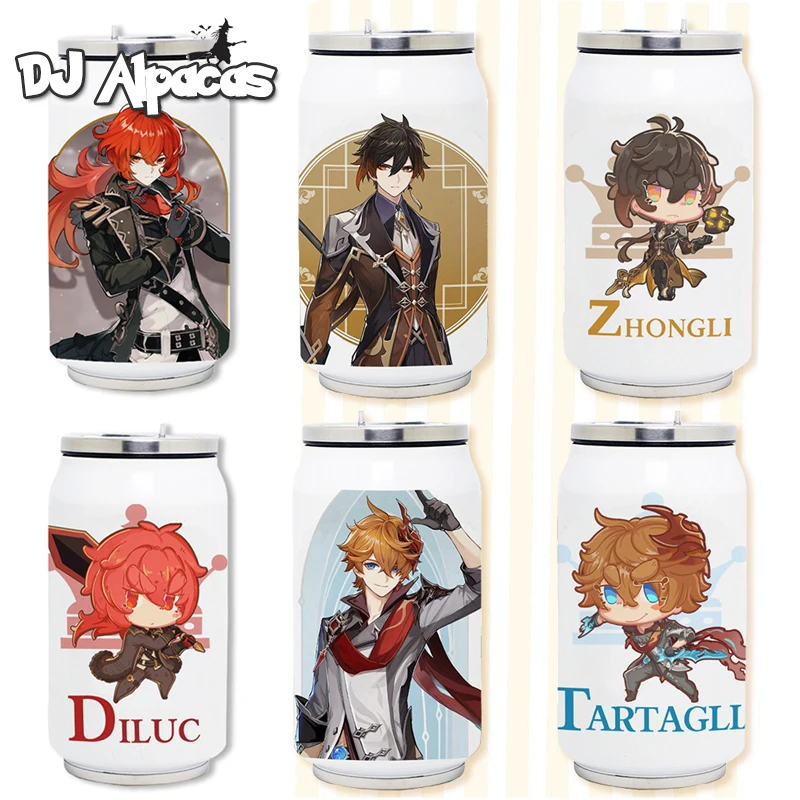 Genshin Impact Childe Zhongli Paimon Keli Cosplay Thermos Bottles Cups  Accessory For Boys Girls Collections Gifts Anime Kawaii