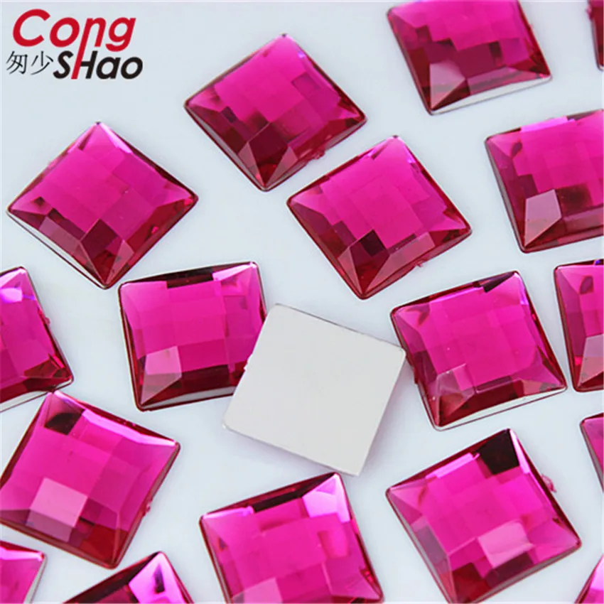 50pcs 14mm Square Shape Colorful Flatback Acrylic AB Rhinestone Stones And Crystals For DIY Costume Jewelry Accessories WC788