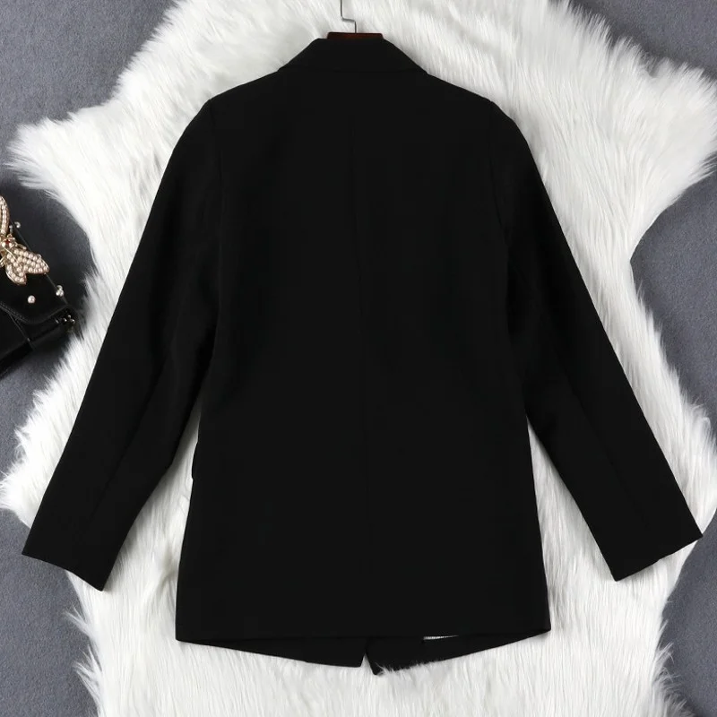 Ladies Office Formal Business Long Sleeve Black Oversize Blazer Double Breasted Slim Fit Plus Szie XL-5XL Female Outerwear Coats