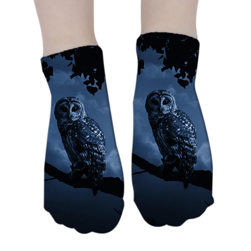 New Ideas 3D Printed Owl Animal Pet Funny Cute Cotton Summer Short Ankle Socks For Man Women Harajuku Korean Novelty Socks