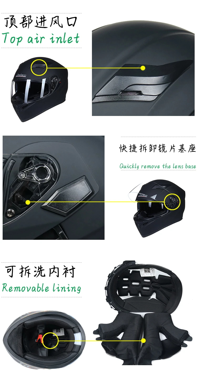 JIEKAI Four Seans Full Face Classic Motorcycle Go kart helmet MTB ATV Motorbike headguard casque casco capacete