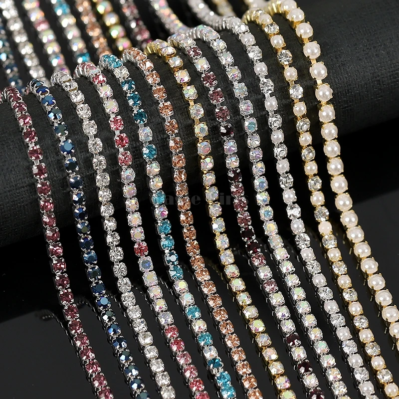 1 Pack 6 Grids 3D Pearl Claw Chain Various Metal Ring Buckles Chains Alloy Nail Art Rhinestone Decorations Manicure Ornaments