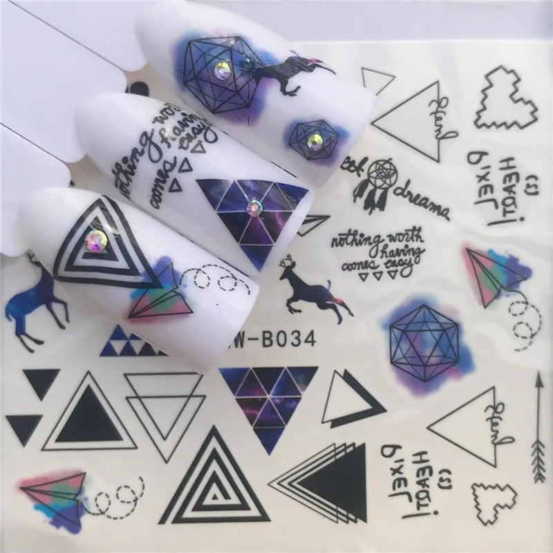 Nail Art Water Transfer Stickers Full Wraps Gem Feather Dreamcatcher Nail Tips DIY Nail Supplies Nail Accessories YZW-B