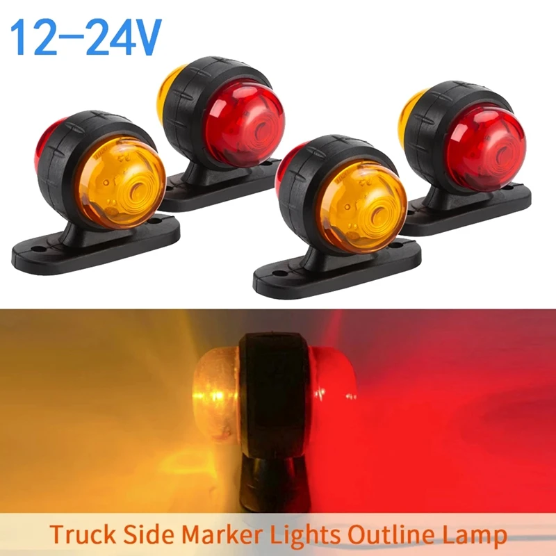 2Pcs Truck Trailer Led Lampen 24V Auto Zijmarkeringslichten Waarschuwing Signaal Zijmarkeringslamp