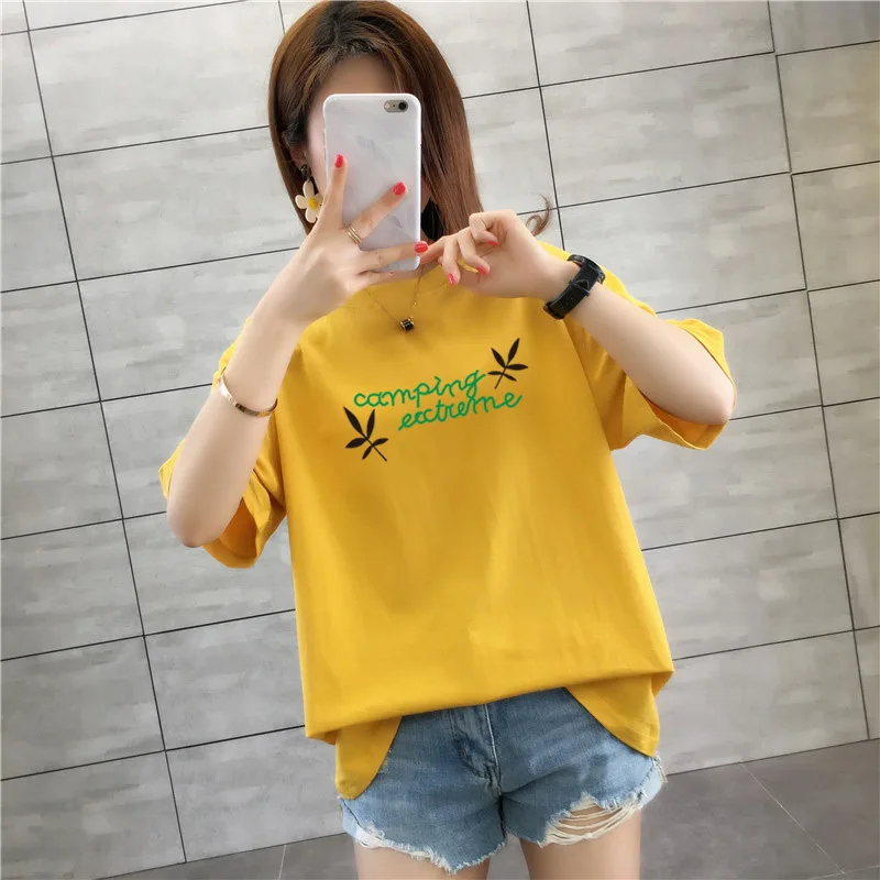 

Short sleeve T-shirt female loose big yards han edition 2022 summer new cotton short jacket render unlined upper garment