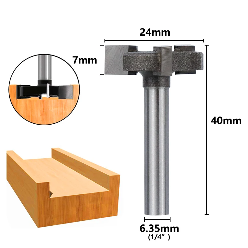 Spoilboard Surfacing Router Bit 6mm 6.35mm Shank Slab Flattening Router Bit T-Slot Milling Cutter For Woodworking Router Bit