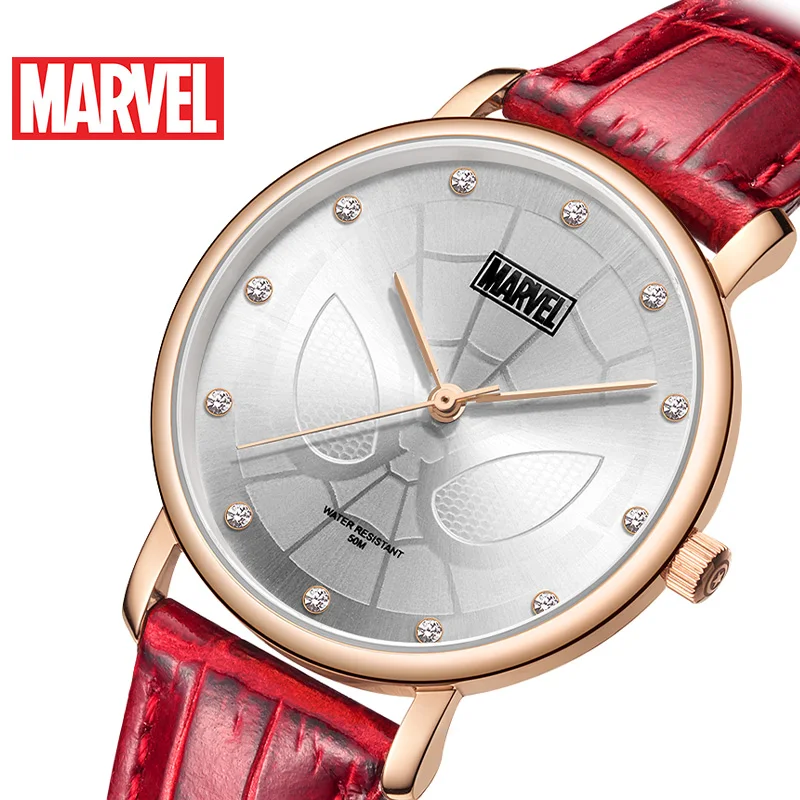 Original Marvel Avengers Spider Man Luxury Women Fashion Quartz Lady WristWatches Rhinstone Thin Case 50M Dress Elegant