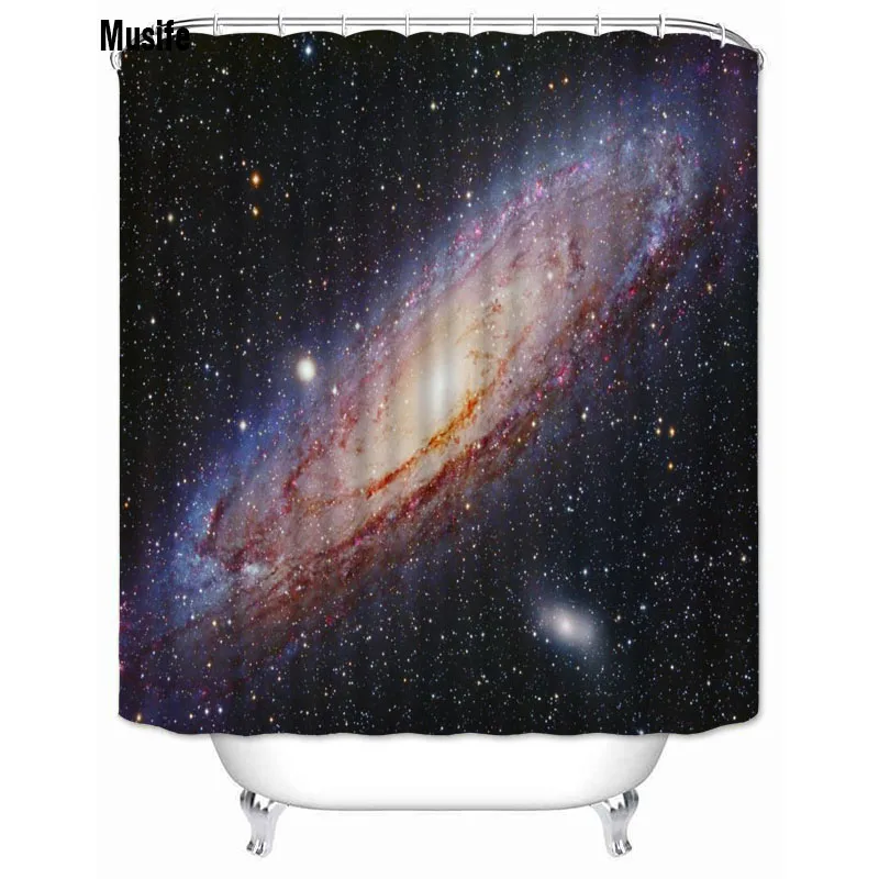 Musife Custom High Quality Galaxy Pattern Shower Curtain Waterproof Bathroom Polyester Fabric Bathroom Curtain