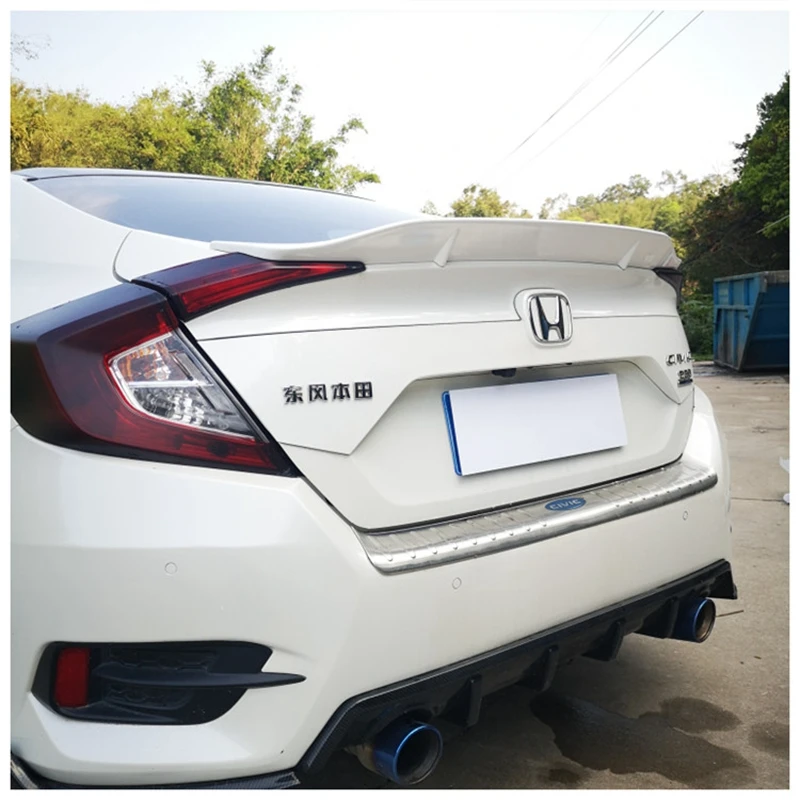 

For Honda Civic 10th Generation 4dr Sedan 2016 2017 ABS Plastic Rear Boot Trunk Wing Cover Unpainted Primer Color Rear Spoiler