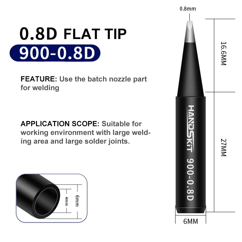 5pcs Lead-free Soldering Iron Tips 900M Serise Sting Welding Tools 900M-T-K 900M-T-I 900M-T-IS For 936 Soldering Station