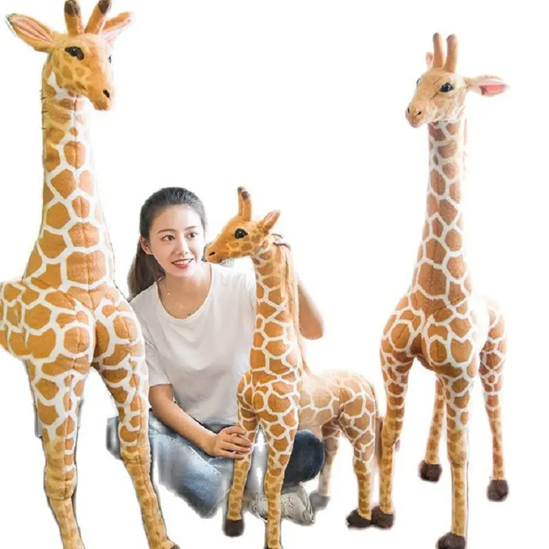 Big Size Stuffed Lifelike Plush Giraffe Animals Real Life Giraffes Doll House Playground Home  Decor Shooting Prop