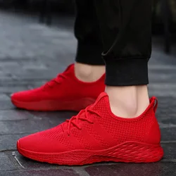 Big Size 39-46 Comfortable Men Sneakers Shoes Male Adult Red Black Gray High Quality Breathable Non-slip Soft Mesh Summer Casual