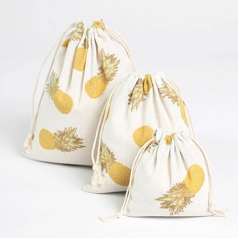 Tropical Plants cotton linen fabric dust cloth bag Clothes socks/underwear shoes receive bag home Sundry kids toy storage bags