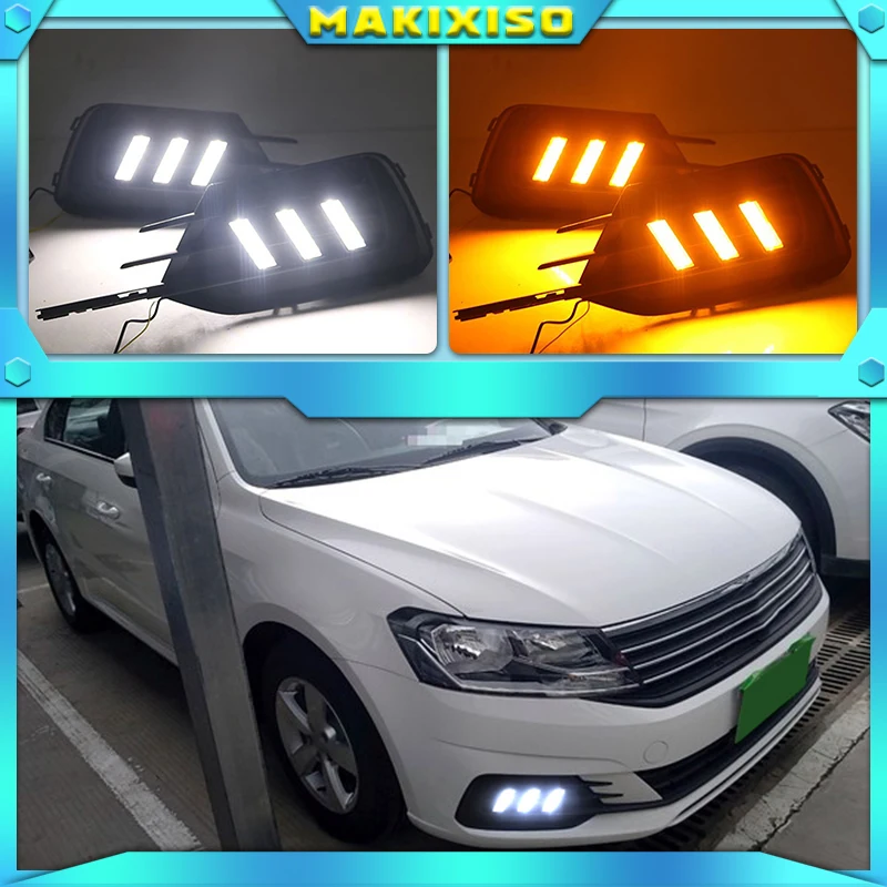 

1 Pair LED DRL Daytime Running Light For Volkswagen VW Lavida 2019 with Yellow Trun Signal Light Blue Night Lamp