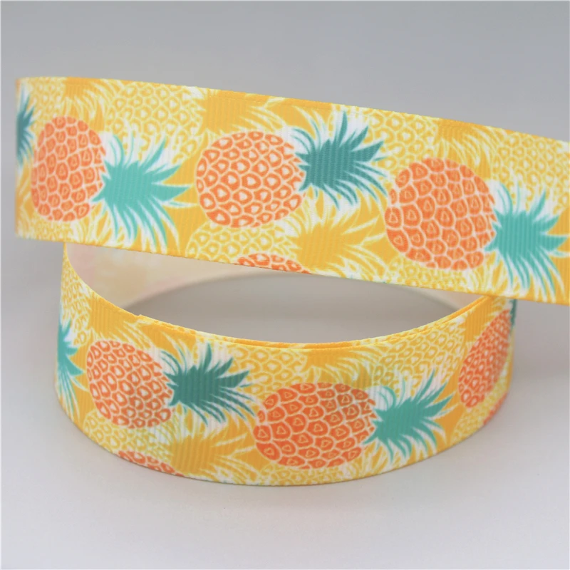 DHK 7/8\'\' 5yards Fruit Strawberry Pineapple Coconut Banana Printed Grosgrain Ribbon Accessory Hairbow Headwear  DIY E1962