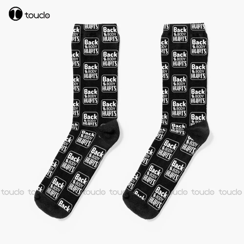 

Back And Body Hurts Socks Womens Boot Socks Personalized Custom Unisex Adult Teen Youth Socks Halloween Christmas Gift