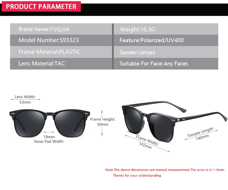 Mode quadratische polarisierte Sonnenbrille Männer Frauen klassische Niet Sonnenbrille für Männer hochwertige Anti-Blend-Fahr schirme – Detail 9