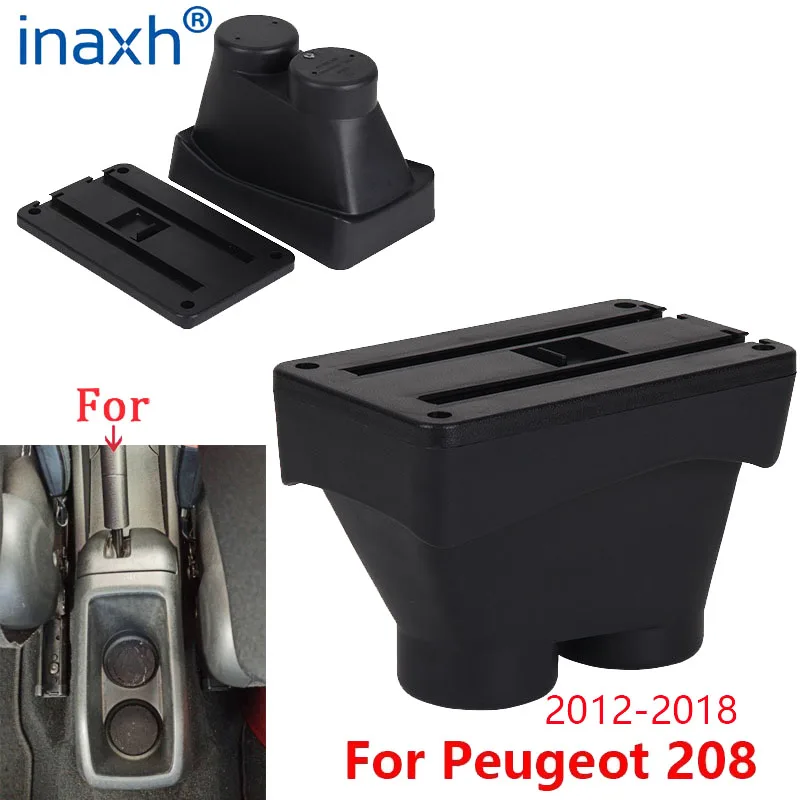 For Peugeot 208 Armrest Box Storage box Car Holder Ashtray Interior accessories Retrofit parts Curved surface 2012-2018