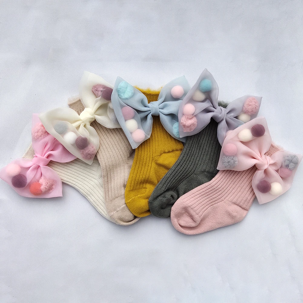 

Winter Baby Girls Socks With Big Bows Toddlers Infants Ankle Socks For Kids Girls Princess Sock Plus Velvet Cute Children Socks