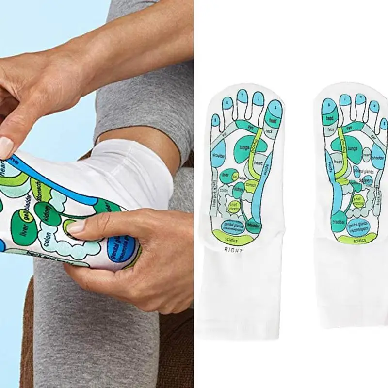 Hot Sale Acupressure Socks Physiotherapy Massage Relieve Tired Feet Reflexology Socks Foot Point Socks Full English Illustration