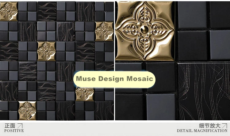 Black Metal Crystal Glass Mosaic Tile MD-BCS01 Wall tile kitchen backsplash ceiling tile